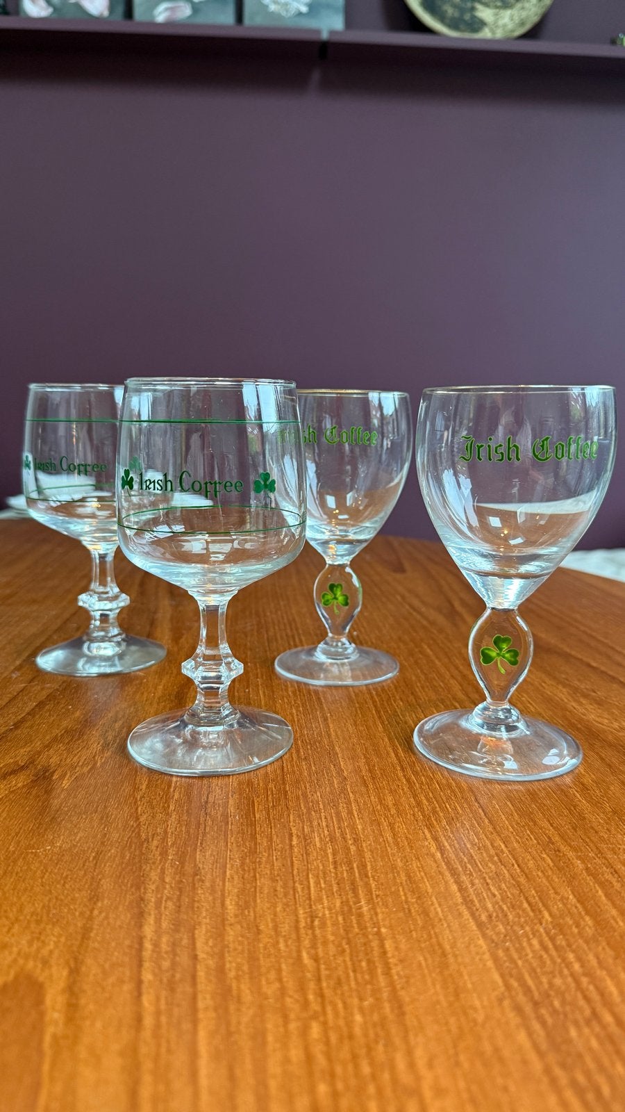 Set van 4 vintage Irish Coffee glazen met klavertje vier, Ophalen of Verzenden