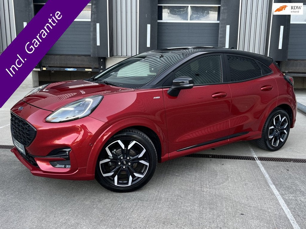 Ford Puma 1.0 EcoBoost Hybrid Titanium X, ST line, ACC,, Voorwielaandrijving, Zwart, Leder en Stof, Origineel Nederlands