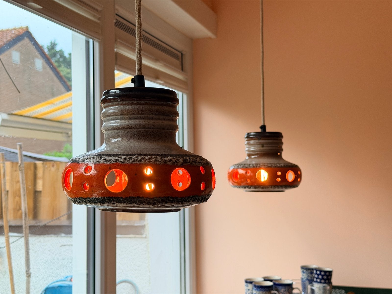 Twee Fat Lava hanglampen - Vintage design, Antiek en Kunst, Ophalen of Verzenden