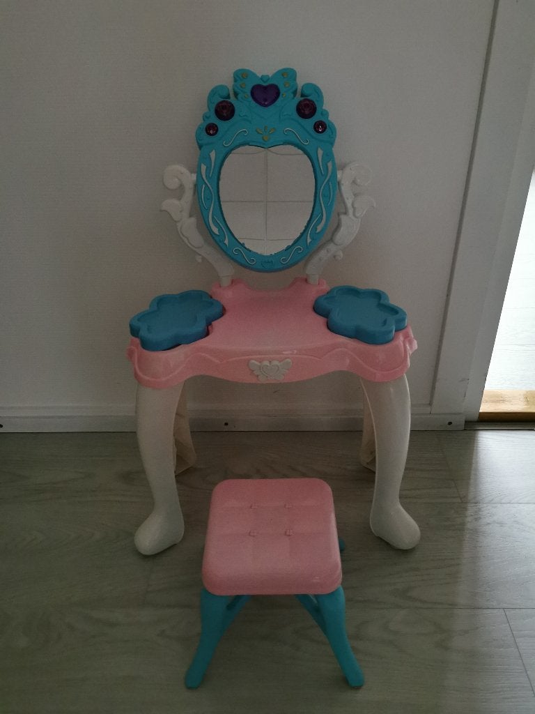 Kaptafel met spiegel en krukje, Ophalen of Verzenden, Gebruikt