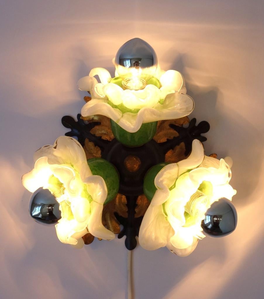 Vintage plafondlamp Murano Floral Frans Italiaans glas, Huis en Inrichting, Lampen | Plafondlampen, Ophalen of Verzenden, Gebruikt