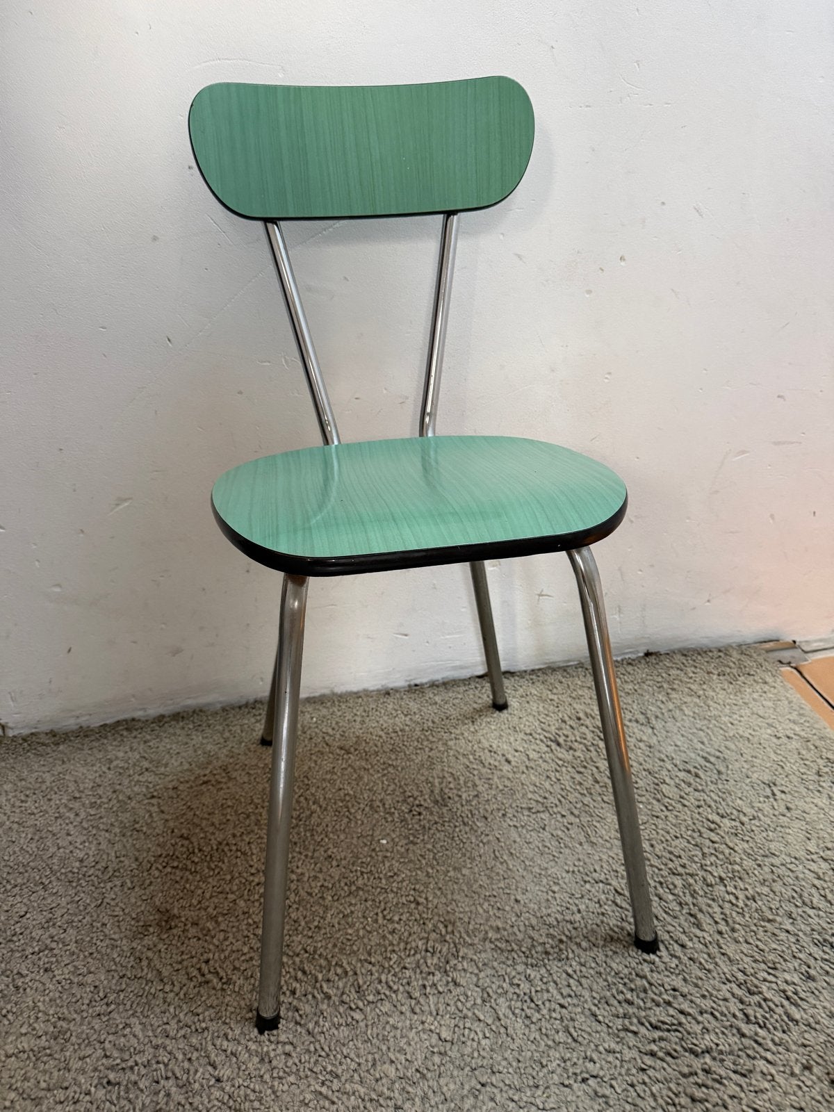 Vintage formica stoeltje mintgroen, Huis en Inrichting, Ophalen, Gebruikt, Overige kleuren, Metaal
