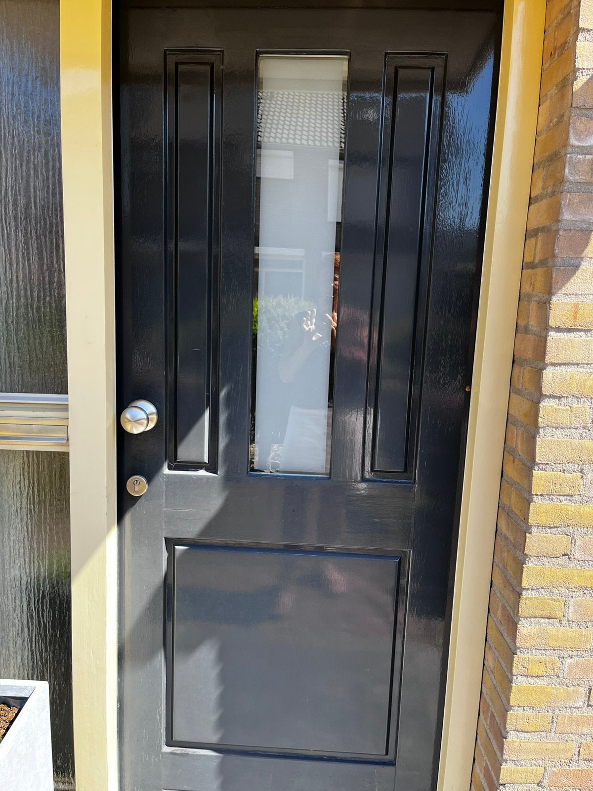 Nog hele mooie houten voordeur, Ophalen, Gebruikt, Buitendeur, 200 tot 215 cm