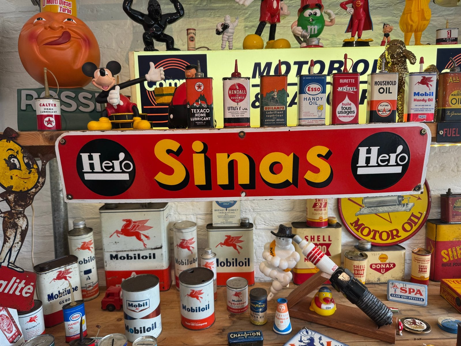 Vintage Hero Sinas Emaille Reclamebord - Langcat Bussum, Antiek en Kunst, Ophalen of Verzenden