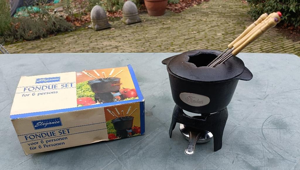 Complete gietijzeren fondueset sauspan currypan + brander, Witgoed en Apparatuur, Fonduesets, Ophalen of Verzenden, Zo goed als nieuw