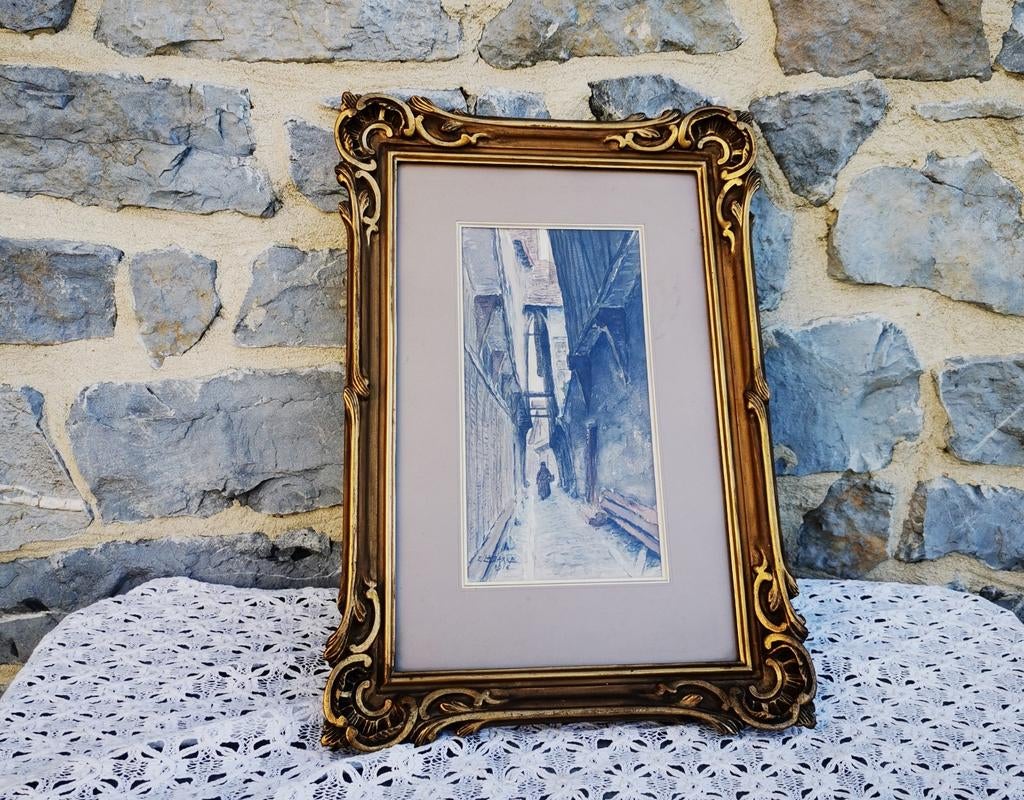 Oud schilderij aquarel in prachtige schilderijlijst Miekje, Antiek en Kunst, Kunst | Schilderijen | Klassiek, Ophalen of Verzenden