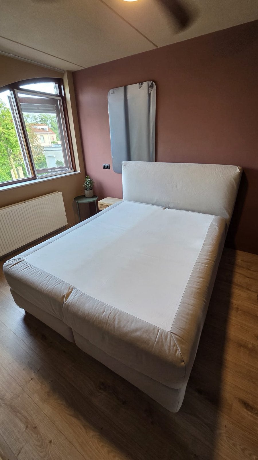 Ikea boxspring 160x200 (in goede staat), Ophalen, Gebruikt, Beige, Tweepersoons