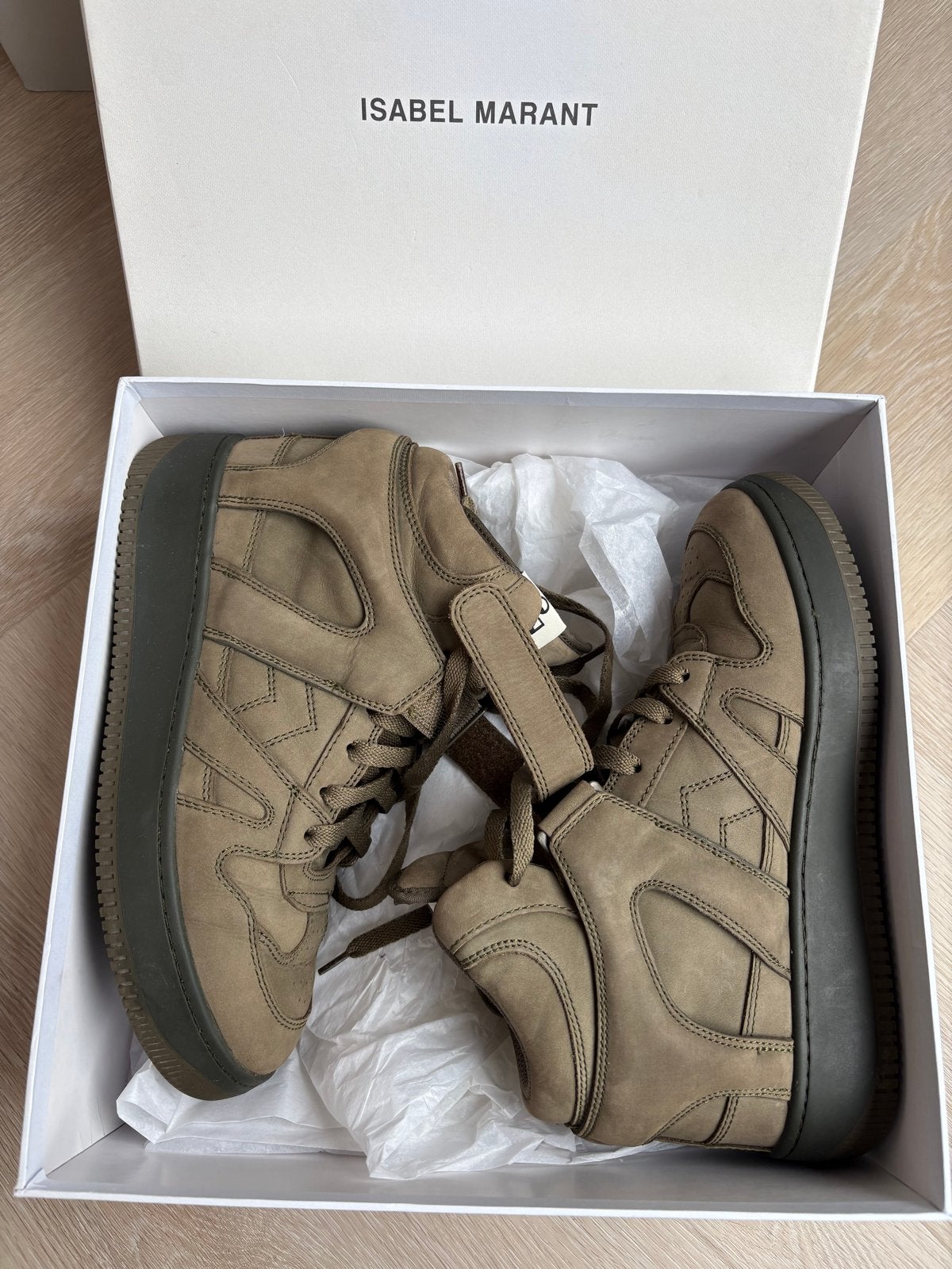 Isabel Marant Brooklee Mix 80s sneakers khaki maat 39, Overige kleuren, Ophalen of Verzenden, Sneakers of Gympen, Zo goed als nieuw