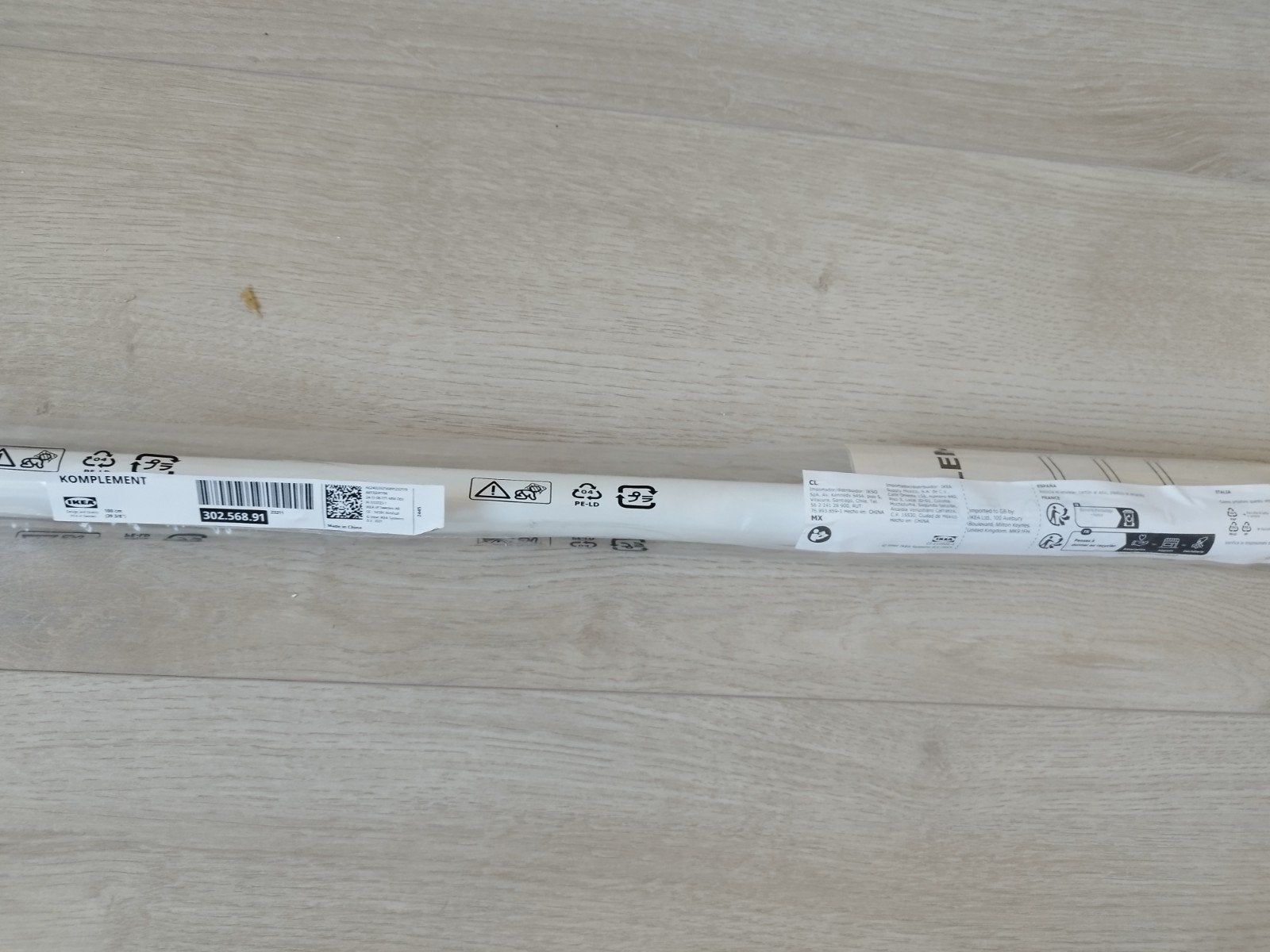 IKEA KOMPLEMENT Kledingroede Wit - Nieuw in verpakking, Modern, Functioneel, Nieuw, Minder dan 25 cm, Minder dan 100 cm
