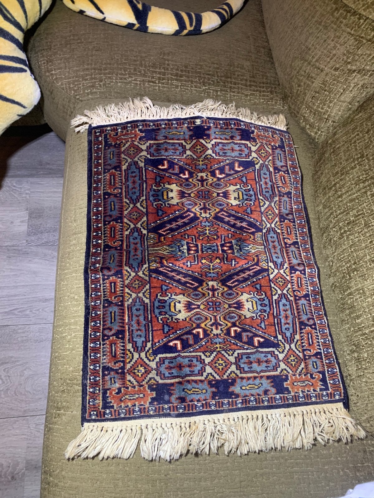 Vintage tapijtje, handgeknoopt tafelkleed, Minder dan 50 cm, Gebruikt, 50 tot 100 cm, Ophalen of Verzenden