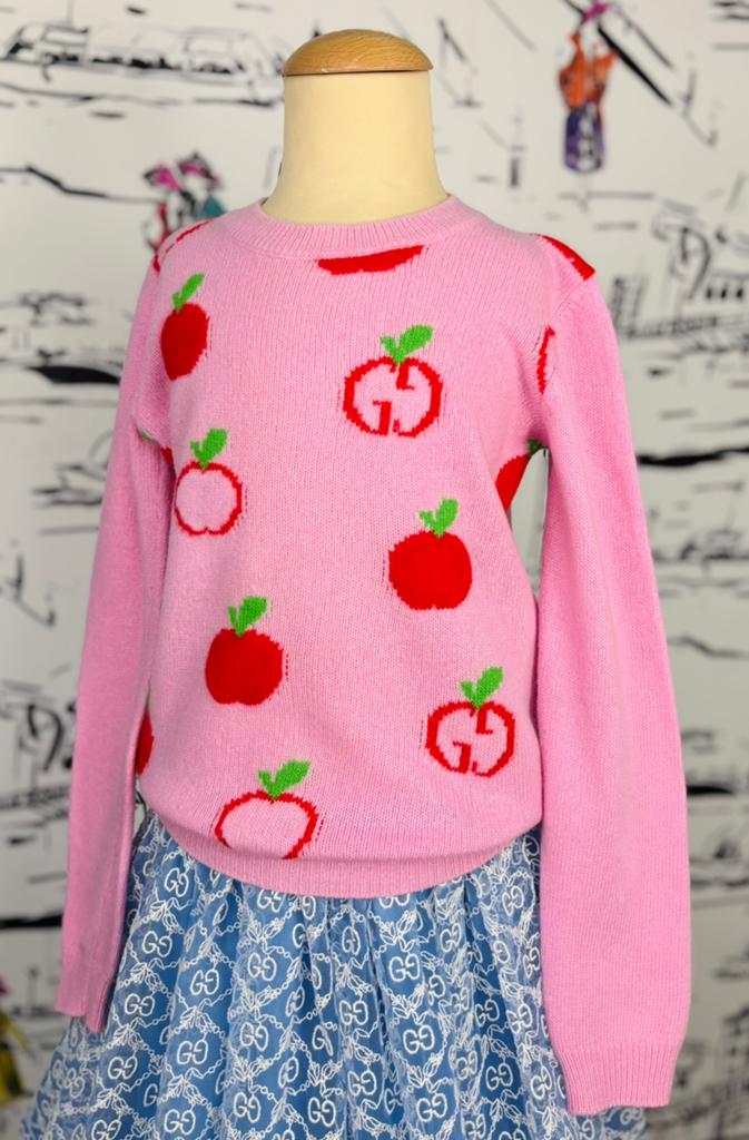 Gucci roze GG & apple trui maat 6, Trui of Vest, Gucci EU, Customercare@gucci.com, Zo goed als nieuw