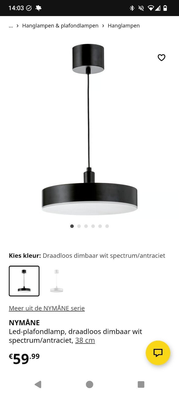 Nymane dimbare plafondlamp, antraciet, Ophalen, Zo goed als nieuw
