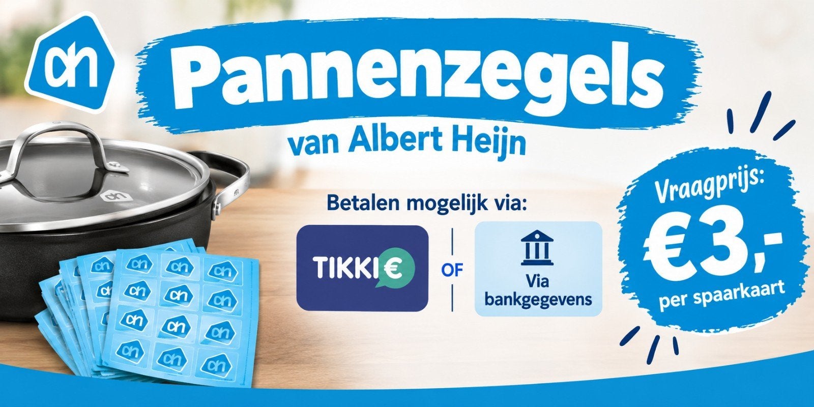 Albert Heijn pannenzegels / volle spaarkaarten, Hobby en Vrije tijd, Ophalen of Verzenden, Winkel, Super of Benzinepomp, Volle spaarkaart