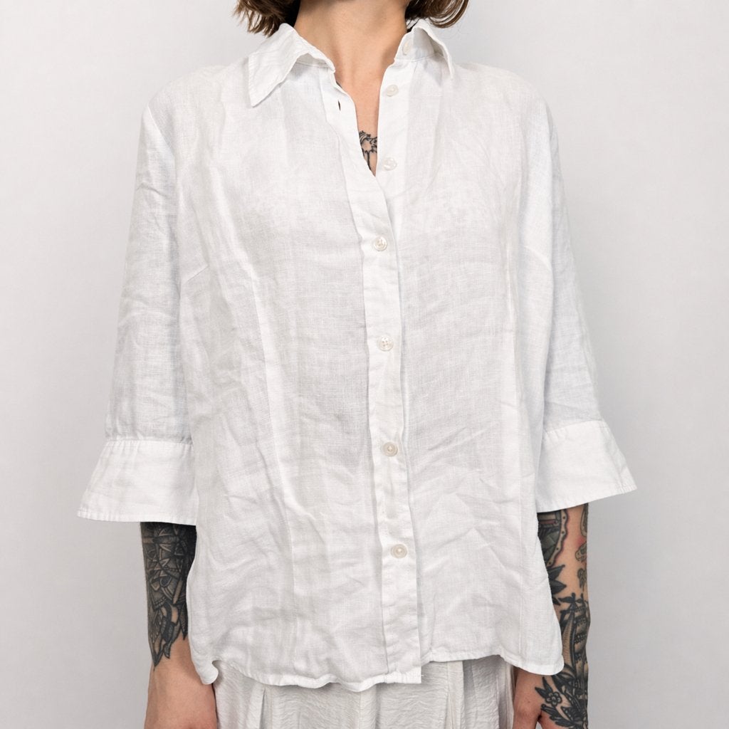 s.Oliver Witte Linnen Blouse Dames EU 42 / XL, Kleding | Dames, Blouses en Tunieken, Zo goed als nieuw, Maat 42/44 (L), Wit, Ophalen of Verzenden