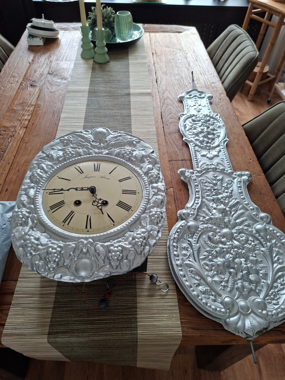 Antieke Jacques Farel wandklok met slinger, Ophalen