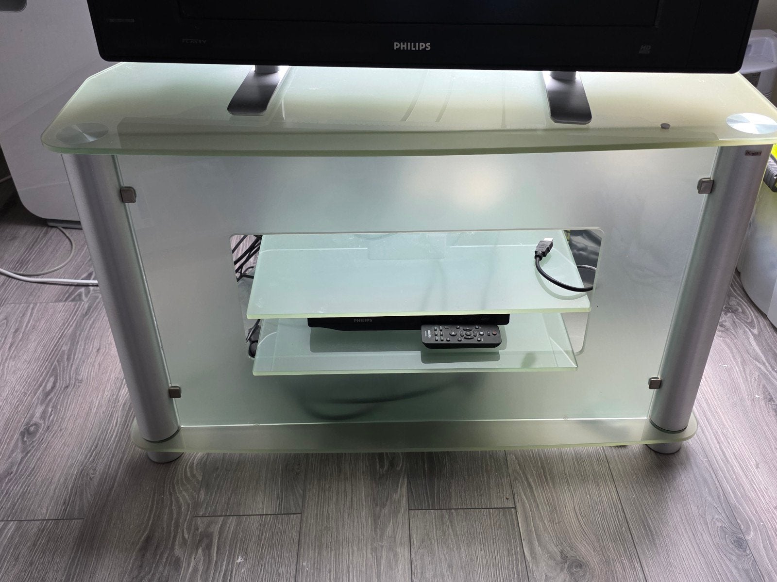 tv meubel glas hoek, Huis en Inrichting, Ophalen, Gebruikt, Minder dan 25 cm, Glas