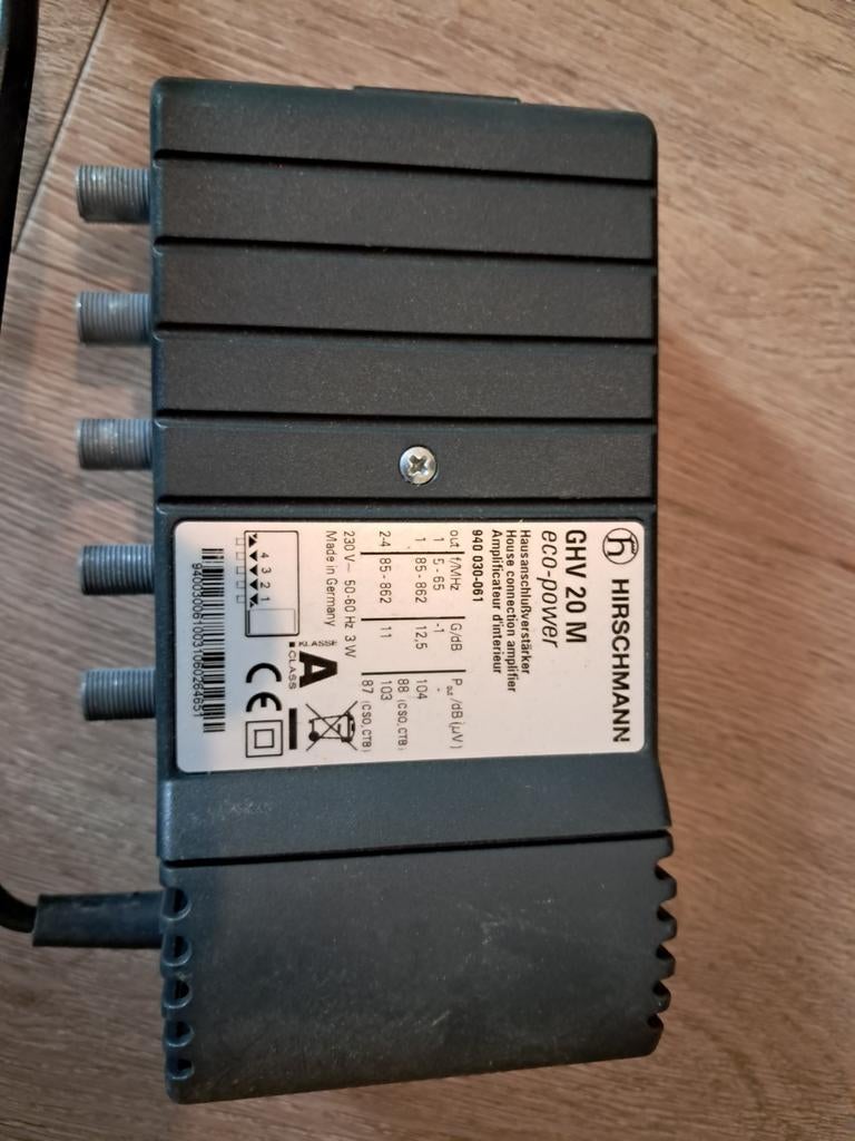 Hirschmann GHV 20 M Huisversterker - Eco-power, Ophalen of Verzenden, Gebruikt, Minder dan 60 watt, Overige merken