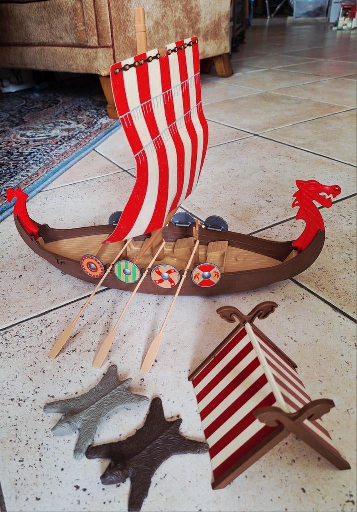 Playmobil Viking boot met tent en accessoires, Ophalen of Verzenden, Gebruikt, Jongen of Meisje