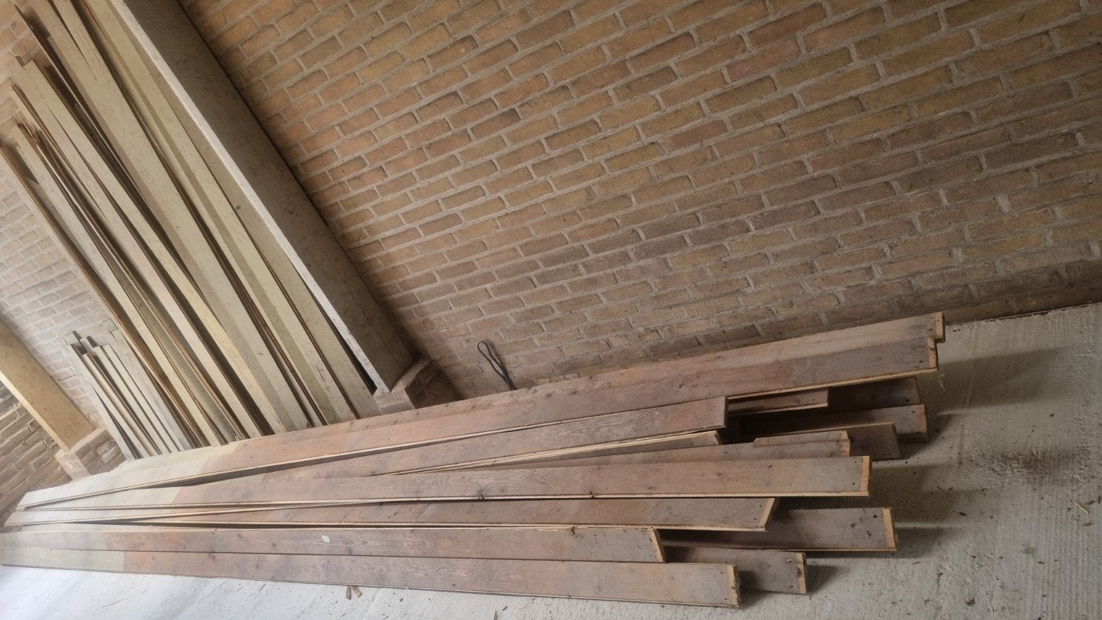 Authentieke houten planken met tand en groef, jaten '60, Doe-het-zelf en Verbouw, Hout en Planken, Ophalen, Gebruikt, Minder dan 25 mm