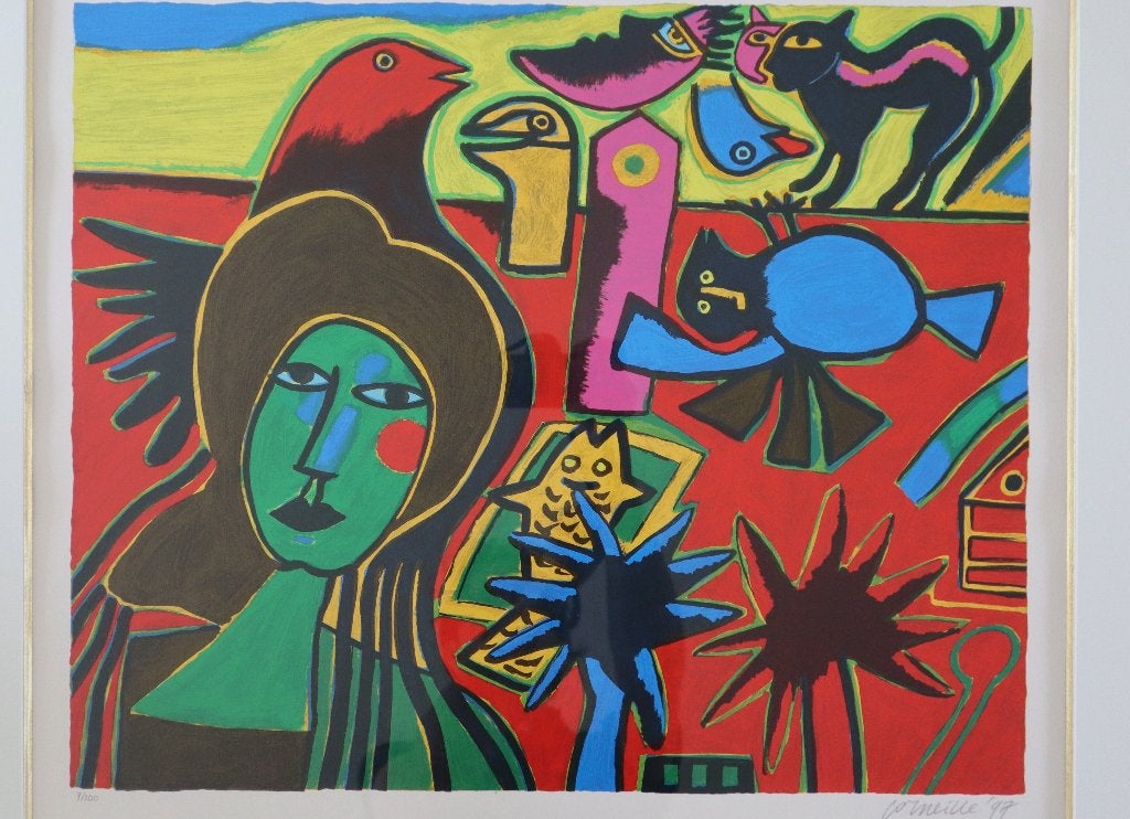 Corneille (1922-2010), Litho 1997, Origineel, Ophalen, Abstract, Linosnede