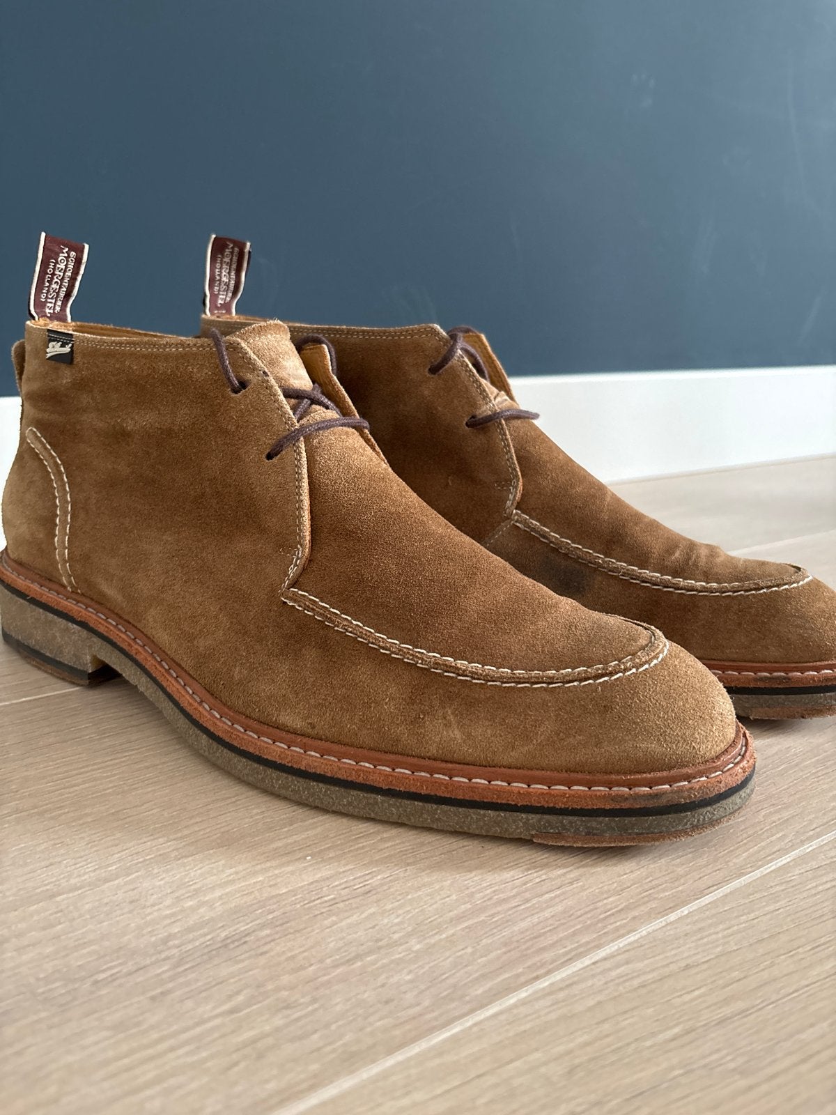 Floris van Bommel Stijlvolle suède boots van, maat 10 (44,5), Ophalen of Verzenden, Gedragen, Bruin, Boots