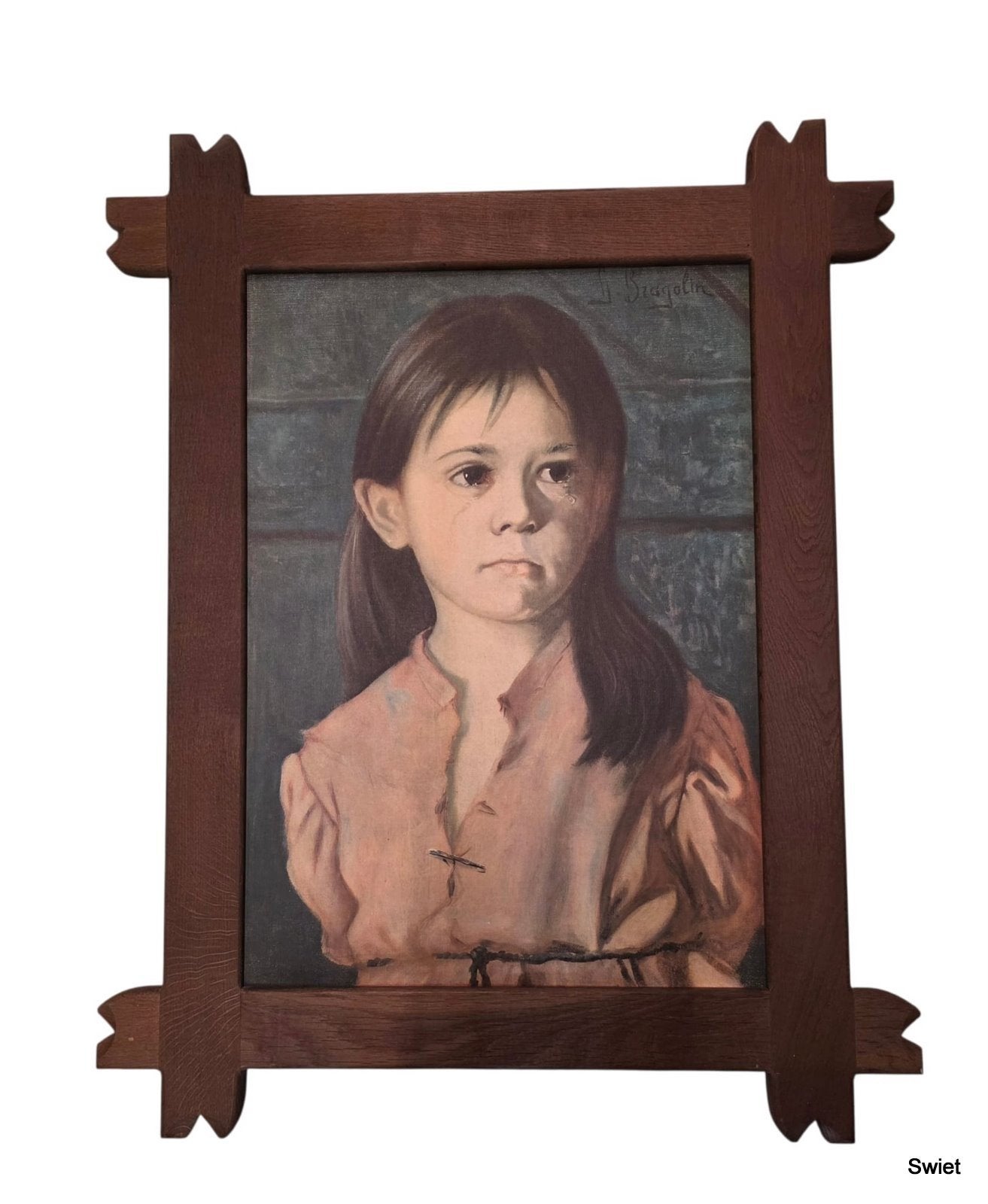 Antiek repro van Bragolin schilderij 'Huilend kind', Ophalen of Verzenden