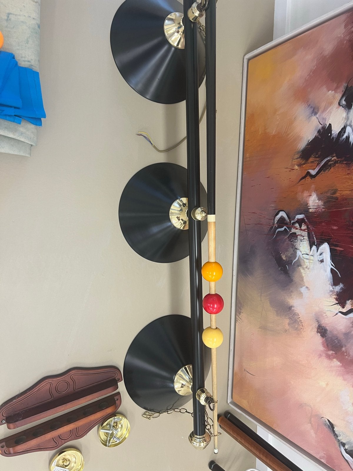 Driedelige biljartlamp voor boven de tafel., Ophalen, Gebruikt, Overige typen