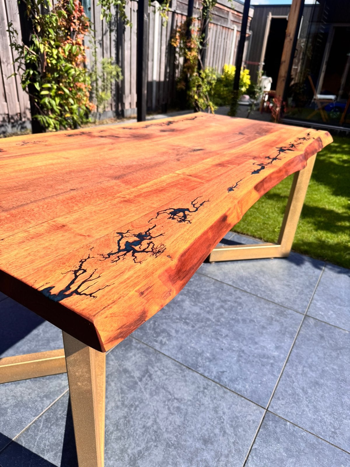 Unieke massief walnoot eettafel 180x80 cm 4,5gebrand patroon, Huis en Inrichting, Ophalen of Verzenden, Rechthoekig, 150 tot 200 cm