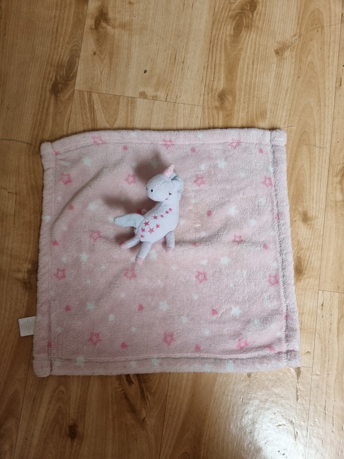 Roze eenhoorn knuffeldoekje met sterren, Gebruikt, Overige karakters, Ophalen of Verzenden, Middelgroot (20 tot 80 cm)
