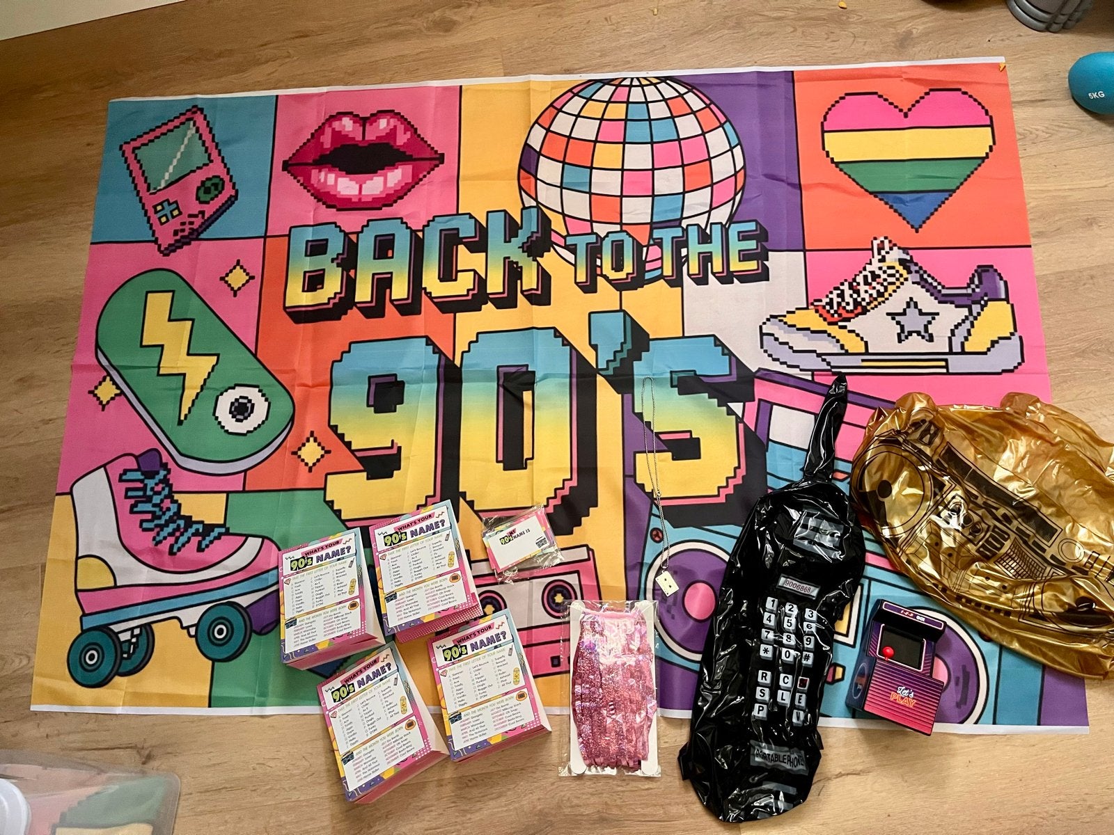 Accessoires set voor 90's party - Compleet pakket!, Ophalen of Verzenden, Zo goed als nieuw, Feestartikel, Overige