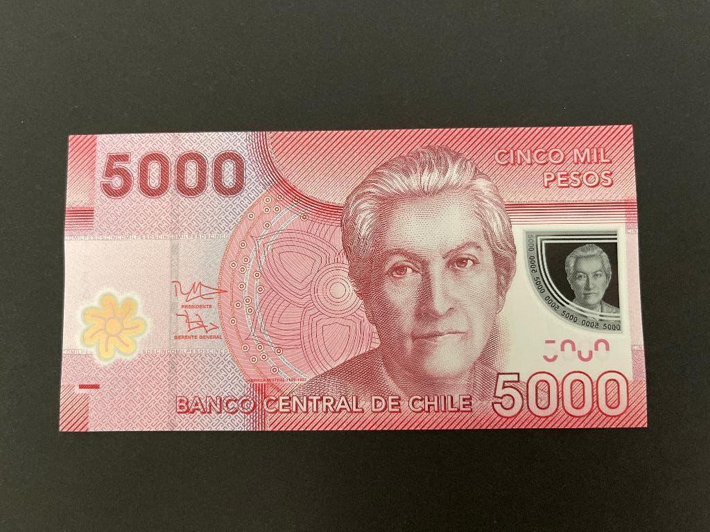 Chili 5000 pesos 2014 UNC polymer, Verzenden, Zuid-Amerika