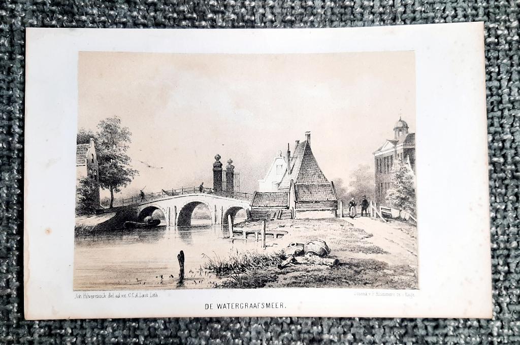 antieke litho Watergraafsmeer Amsterdam ca. 1860 t.e.a.b., Ophalen of Verzenden