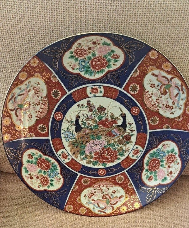 Decoratieve Chinese schaal met pauwen en bloemen, Ophalen