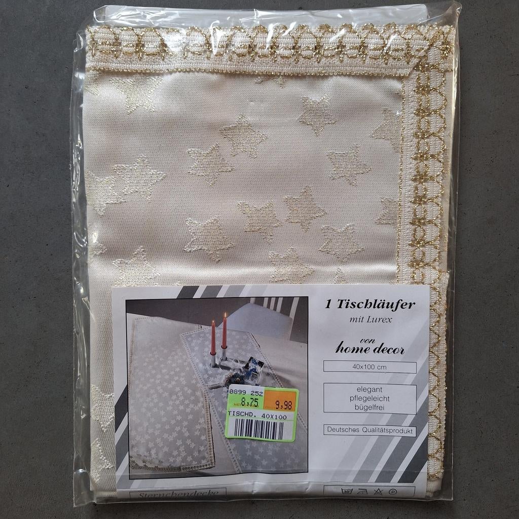 Tafelloper sterren dessins 40x100cm NIEUW Lurex met goud, Ophalen of Verzenden, Nieuw, Beige, Overige typen