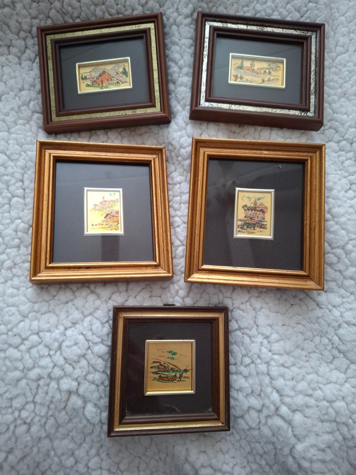 Miniatuur schilderijtjes, Ophalen of Verzenden, Hout