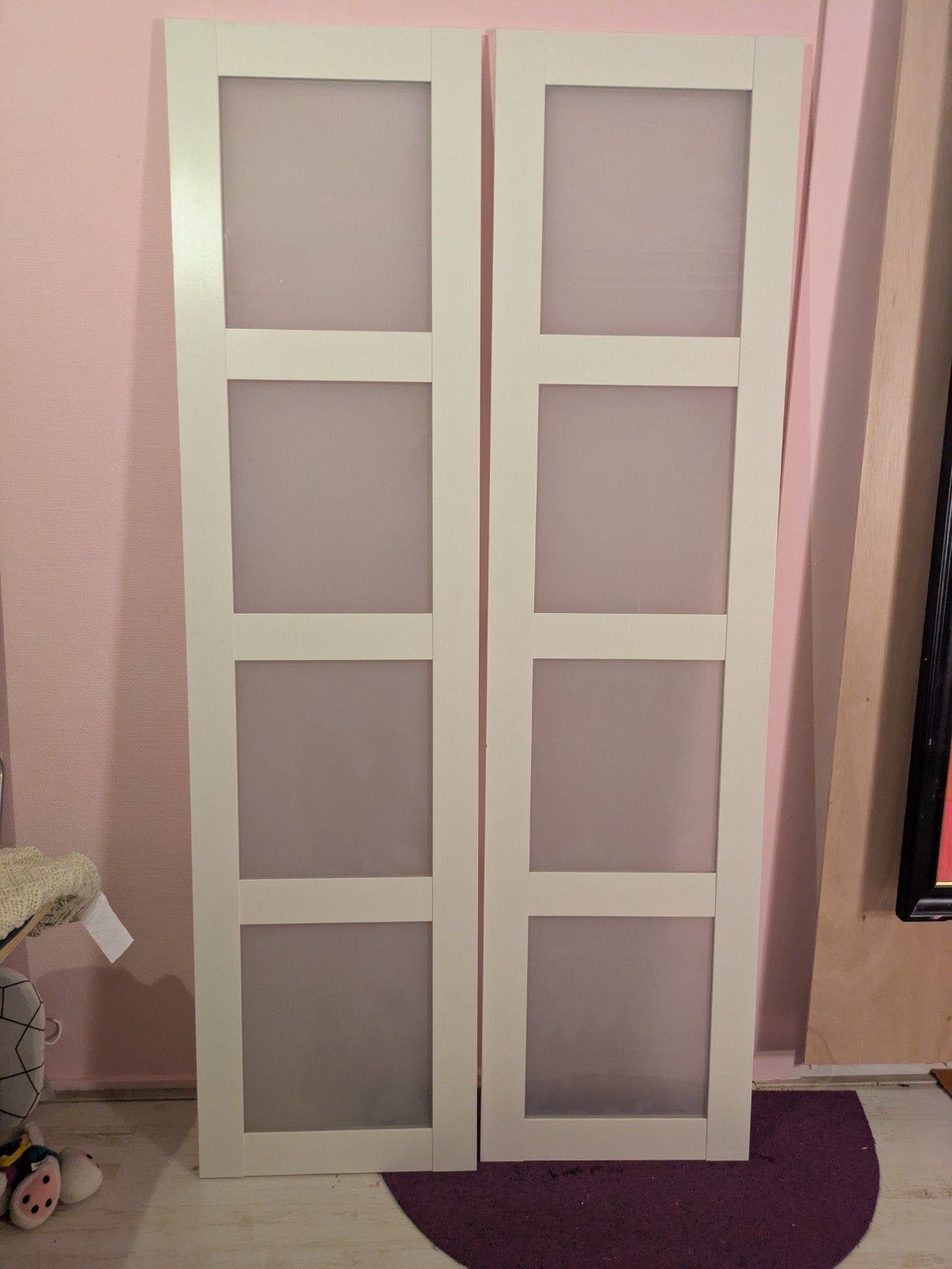 Set van 2 IKEA PAX BERGSBO Deuren – Matglas / Melkglas / Wit, Ophalen, Minder dan 50 cm, Gebruikt, 200 cm of meer