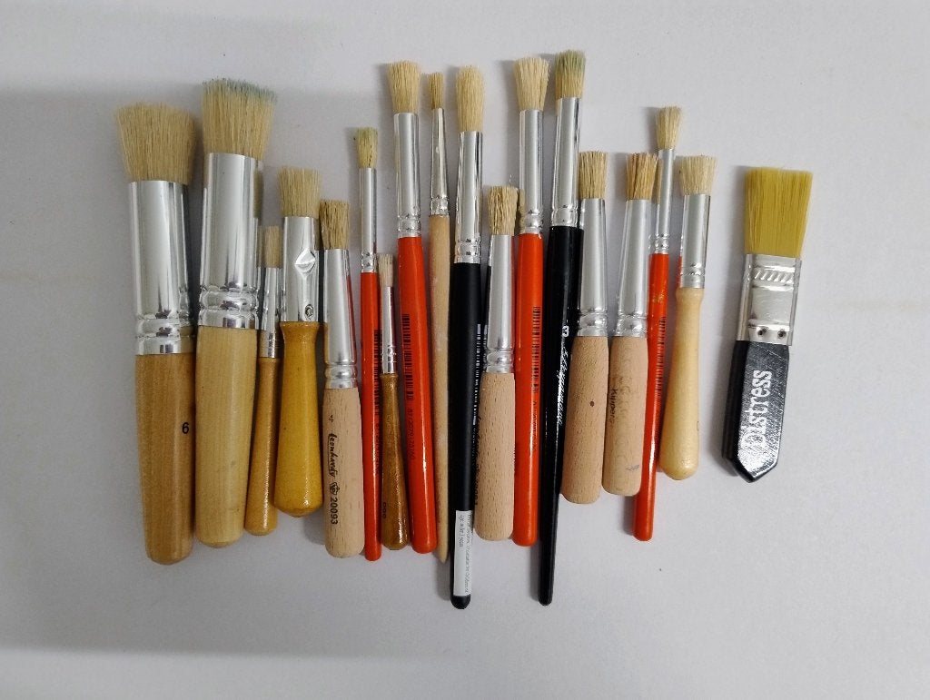 Tamponeerkwasten en één lijmkwastje, Hobby en Vrije tijd, Ophalen of Verzenden, Gebruikt, Overige typen, Overige merken