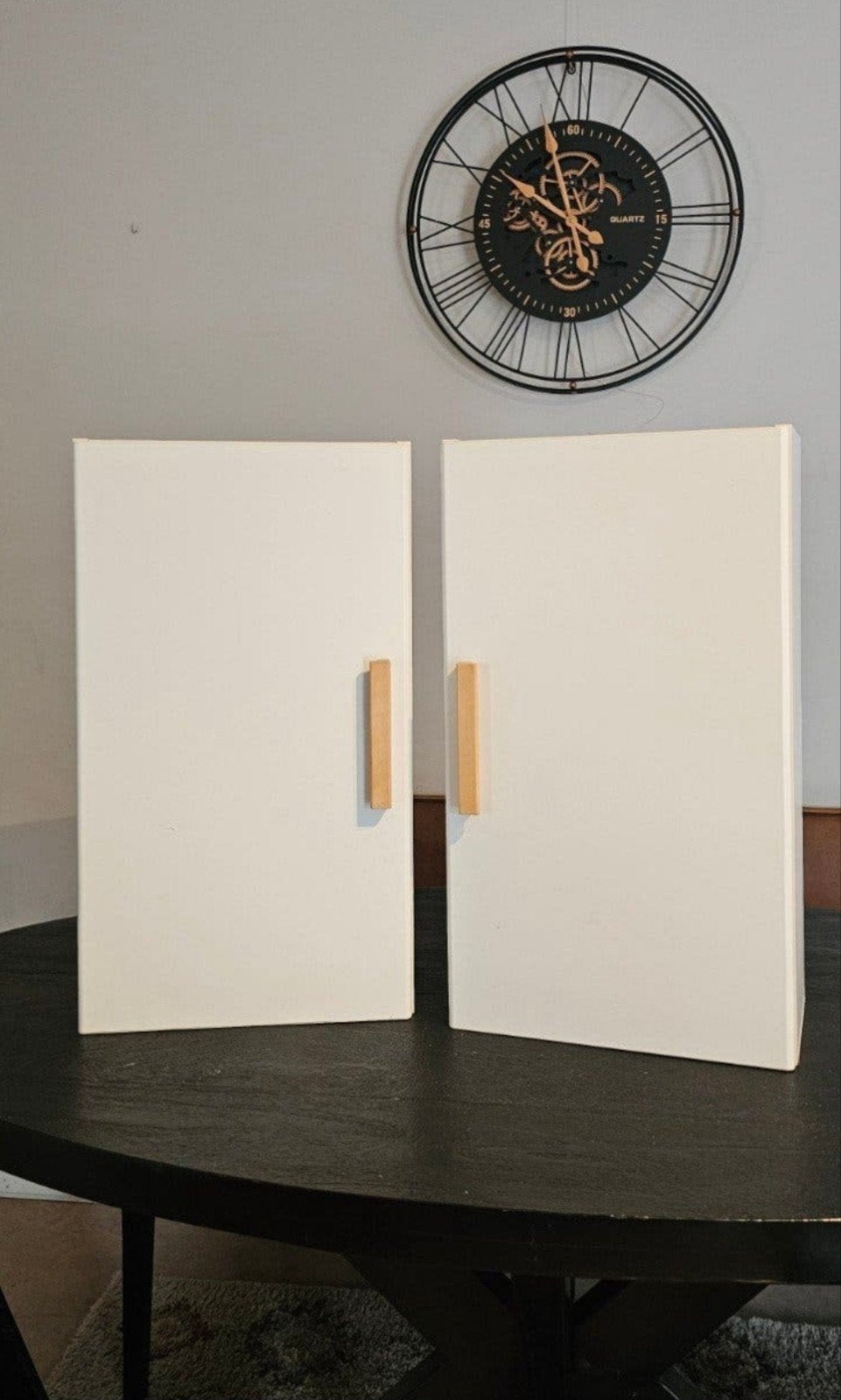 Set van 2 witte badkamerkastjes met glazen planken, Ophalen, Zo goed als nieuw