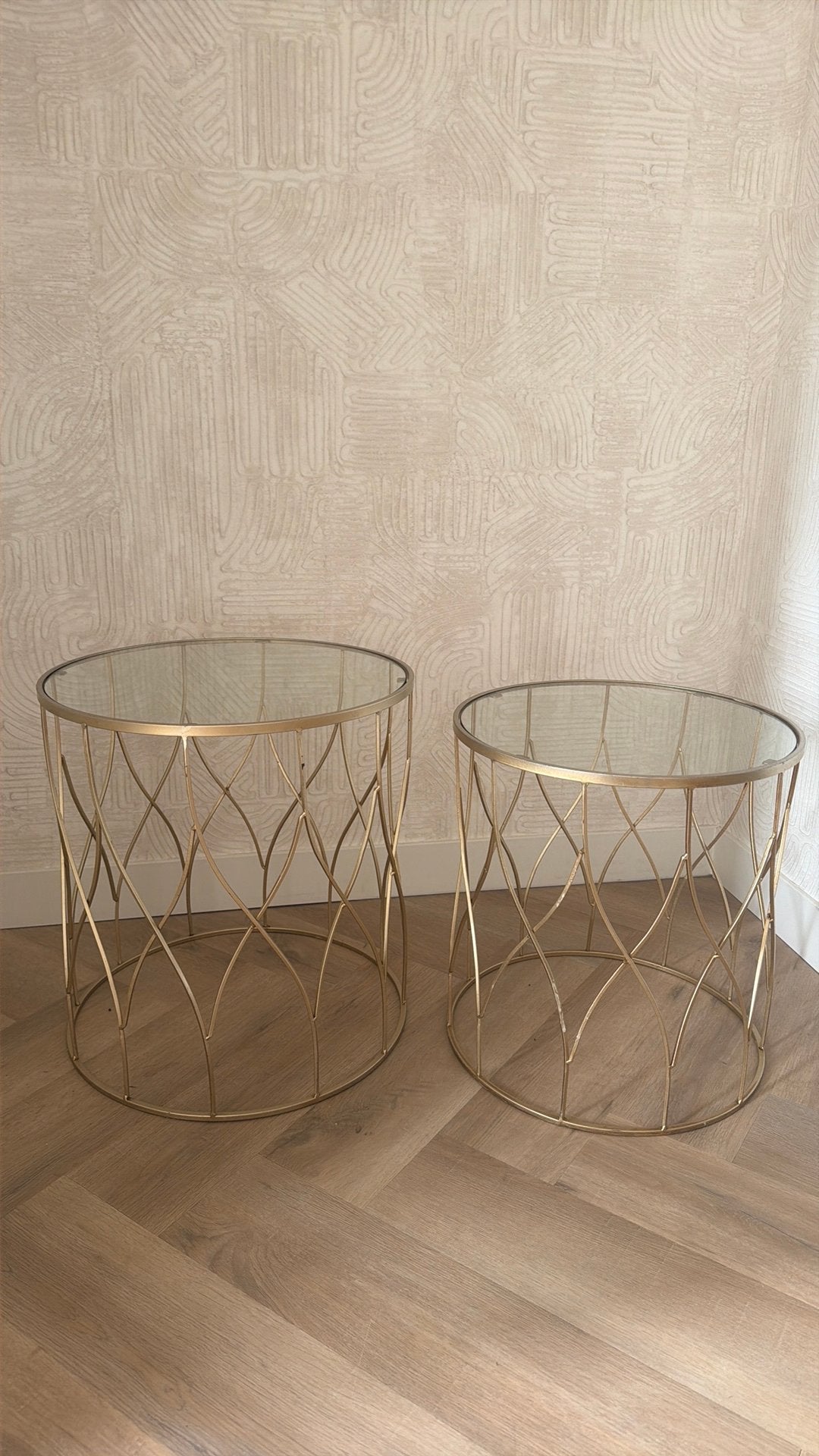 Bijzettafels Riverdale Amaro Goud, Huis en Inrichting, Tafels | Bijzettafels, Minder dan 55 cm, Rond, Ophalen, 45 tot 60 cm