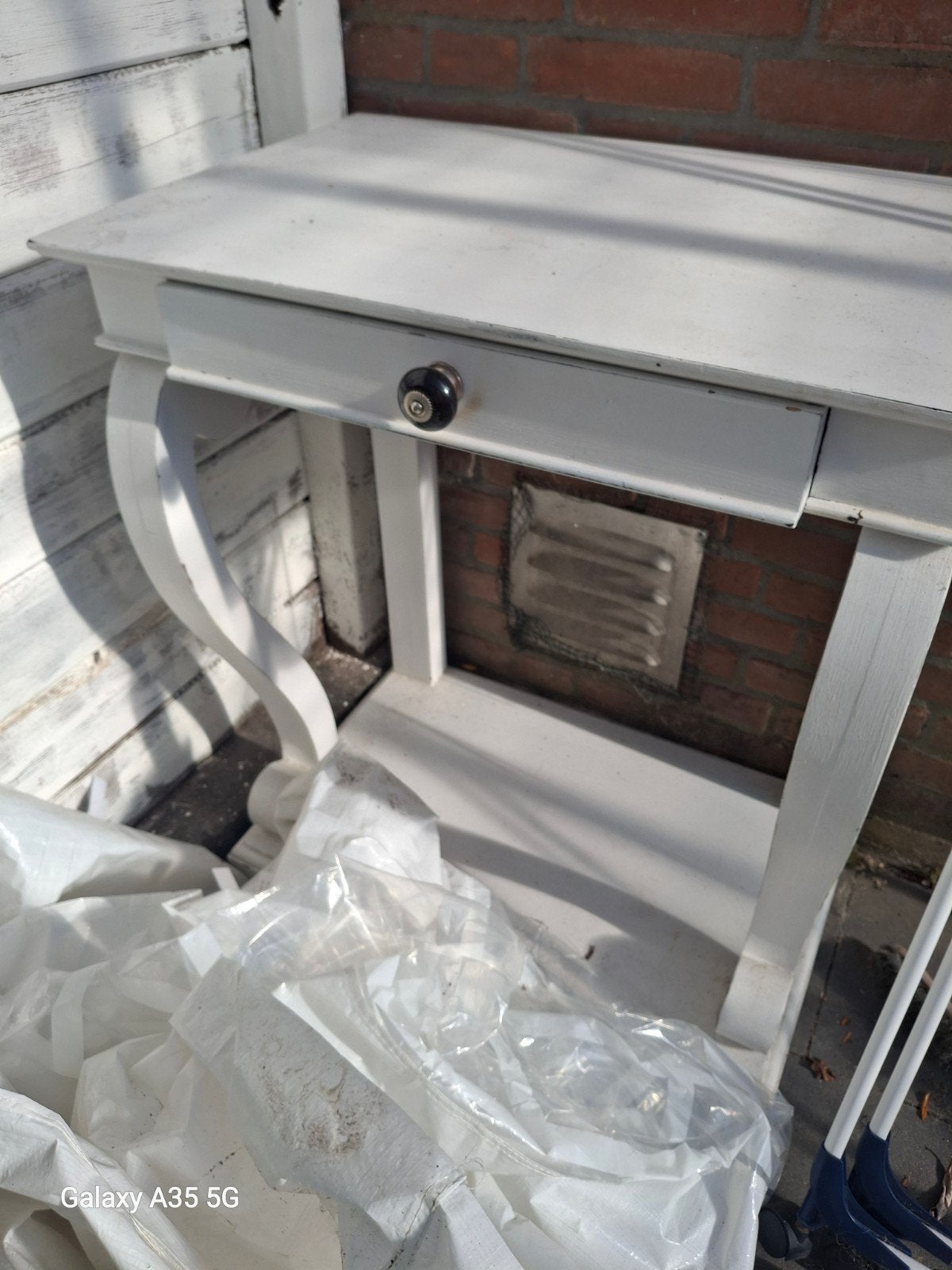 Witte sidetable met lade - 70x45 cm, Huis en Inrichting, Ophalen of Verzenden
