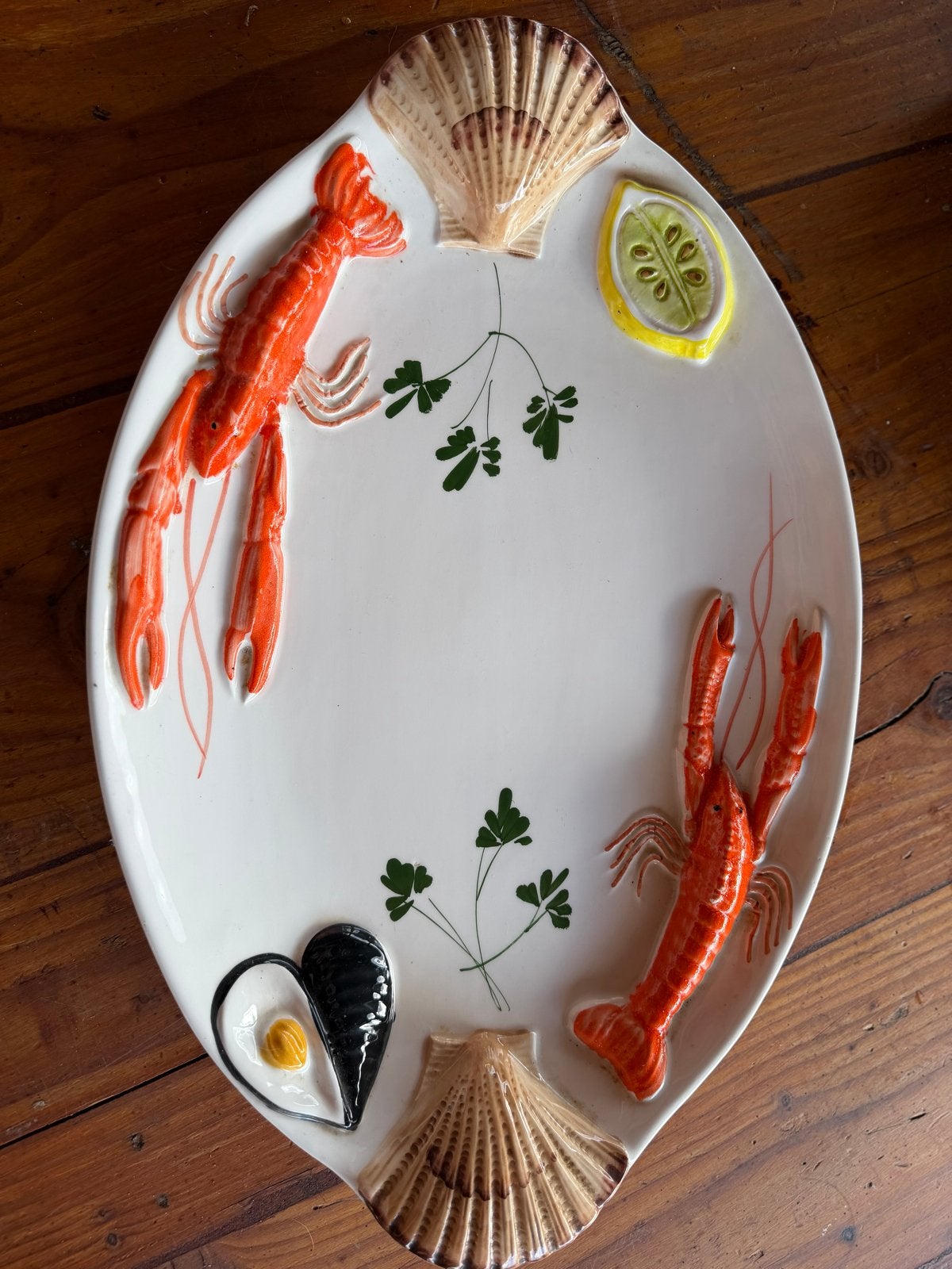 Vintage Italiaanse schaal met zeedieren decoratie, Ophalen of Verzenden