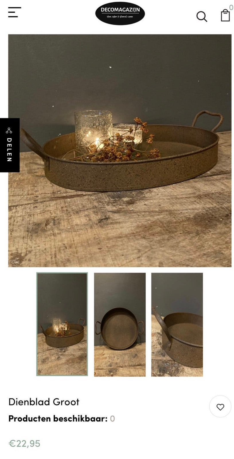 2 landelijke ovaal metalen dienblad roestlook, Huis en Inrichting, Ophalen of Verzenden, Zo goed als nieuw, Ovaal, Metaal