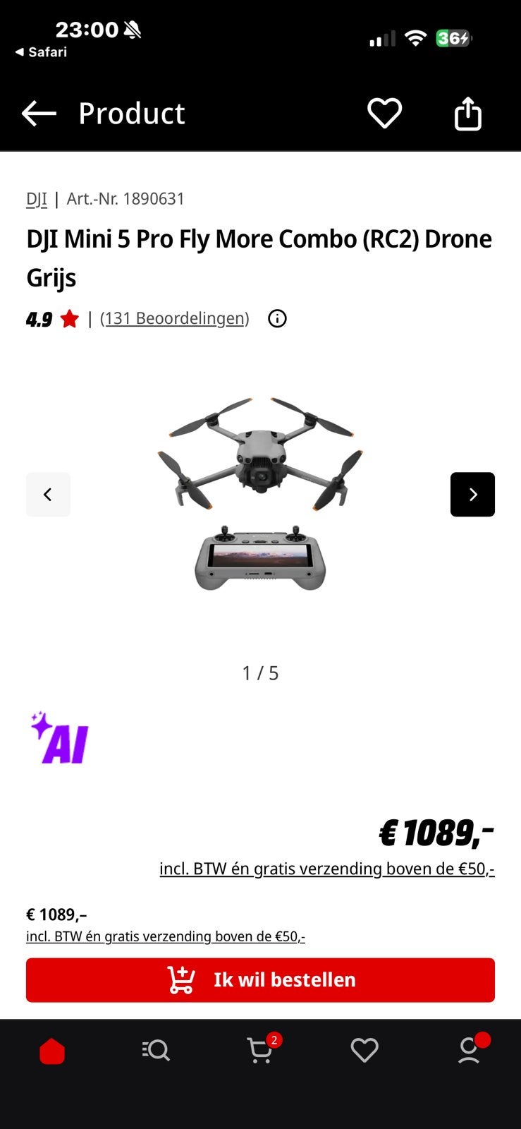 DJI MINI 5 PRO FLY MORE COMBO (DJI RC 2), Audio, Tv en Foto, Verzenden, Nieuw