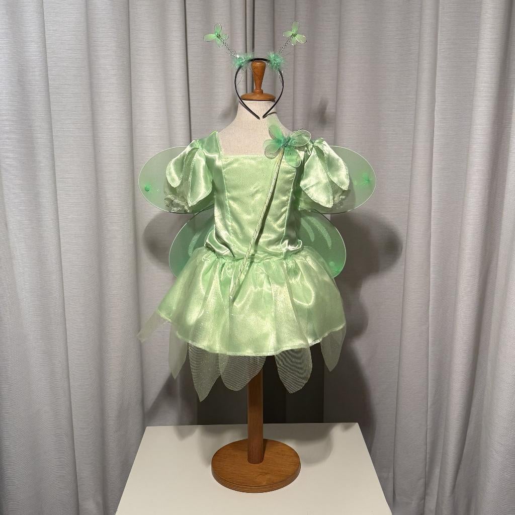 Nieuw 104-110-116 Tinkerbel Elfje Jurk Vleugels Staf Diadeem, Kinderen en Baby's, Carnavalskleding en Verkleedspullen, Nieuw, Meisje