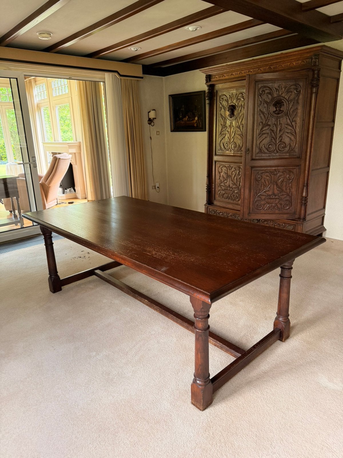 Prachtige antieke massief eiken kloostertafel / reftertafel, Ophalen