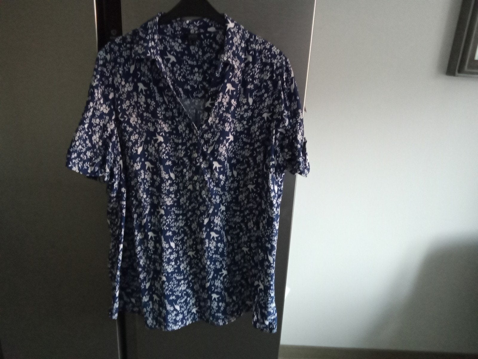 Yesta blauwe blouse met korte mouwen maat 2 (48/50), Blouse of Tuniek, Yesta, Zo goed als nieuw, Verzenden