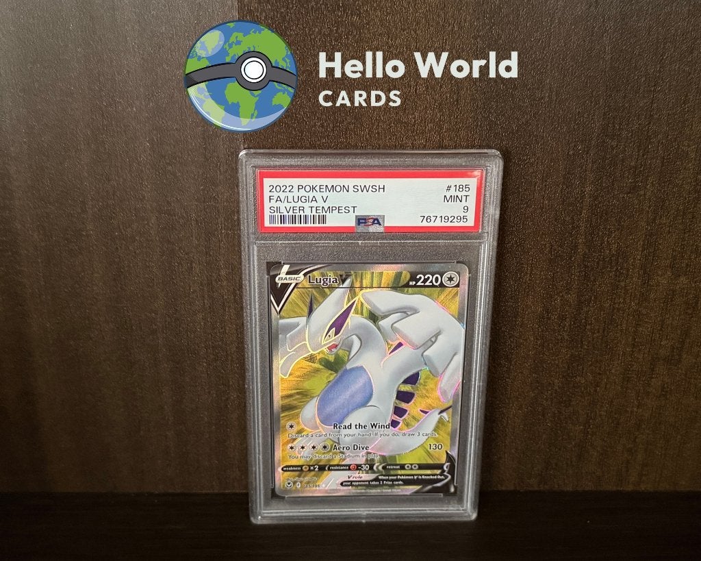 Lugia V Full Art 185/195 – PSA 9 – Silver Tempest, Ophalen of Verzenden, Zo goed als nieuw, Losse kaart