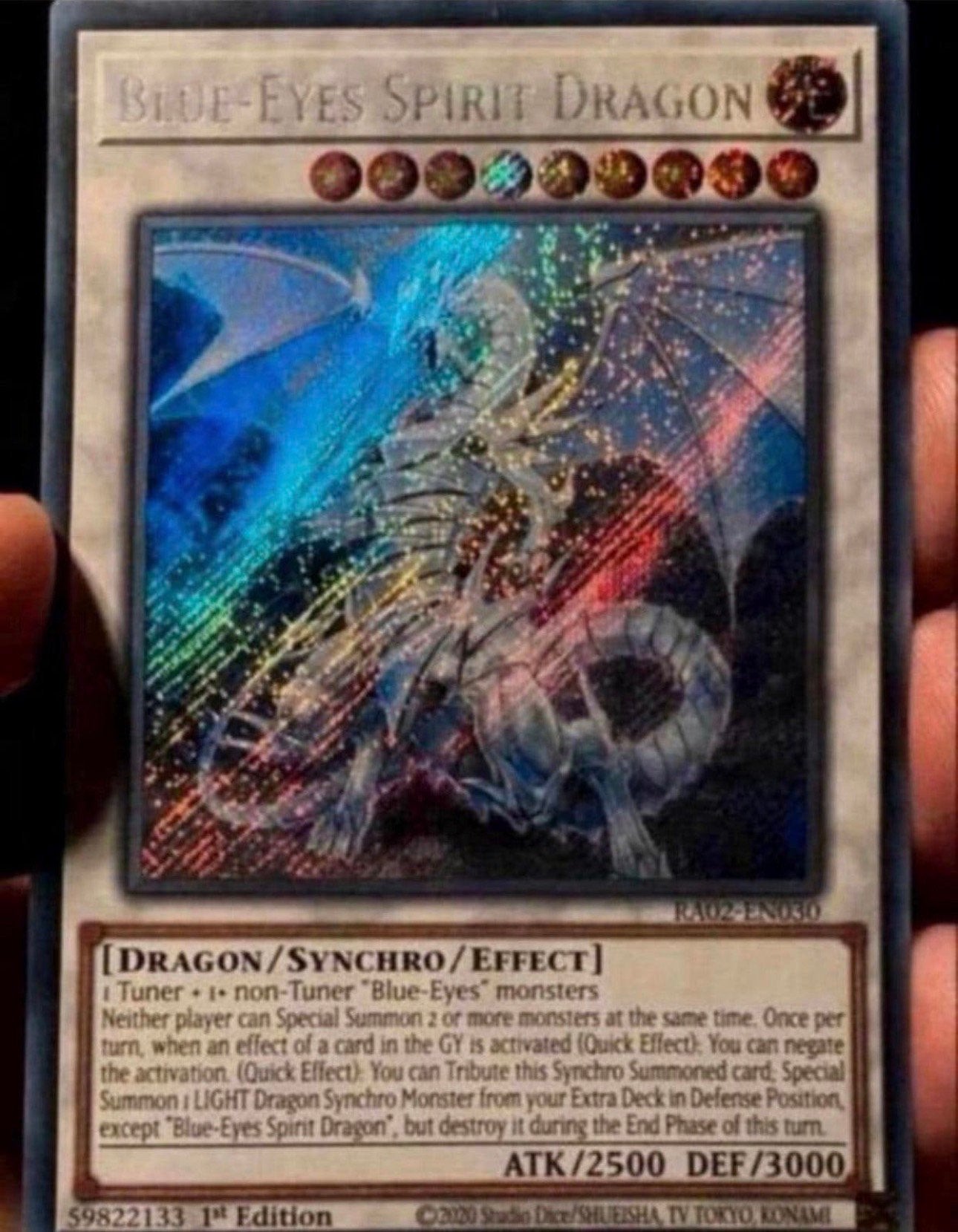 Yu-Gi-Oh! Blue Eyes Spirit Dragon RA02 1st Edition !, Hobby en Vrije tijd, Verzamelkaartspellen | Yu-gi-Oh!, Ophalen of Verzenden