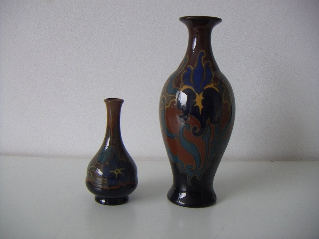 2 x Zenith Gouda plateel keramiek vaasjes jr. ca. 1920., Ophalen of Verzenden