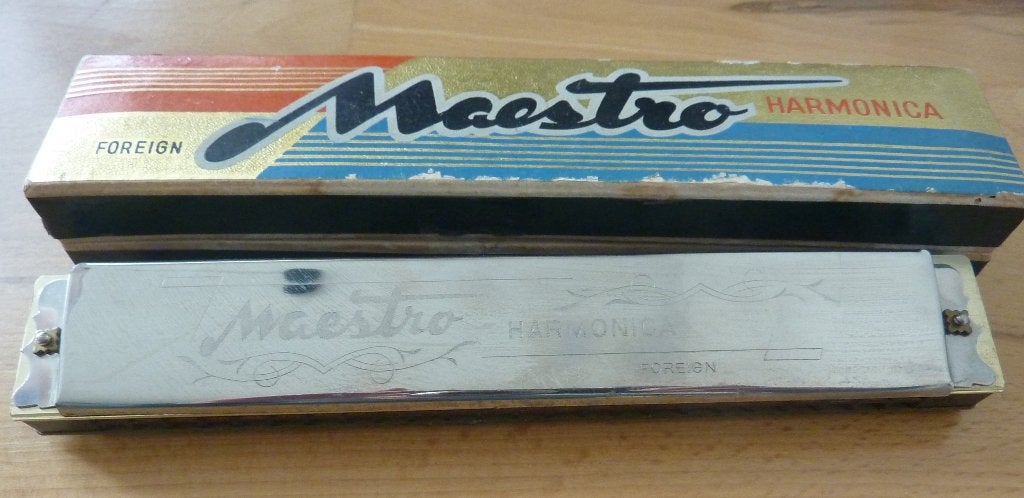 mondharmonica C Maestro Foreign harmonica gebruikt, doos, Gebruikt, Ophalen of Verzenden, Met koffer of doosje, C-mondharmonica
